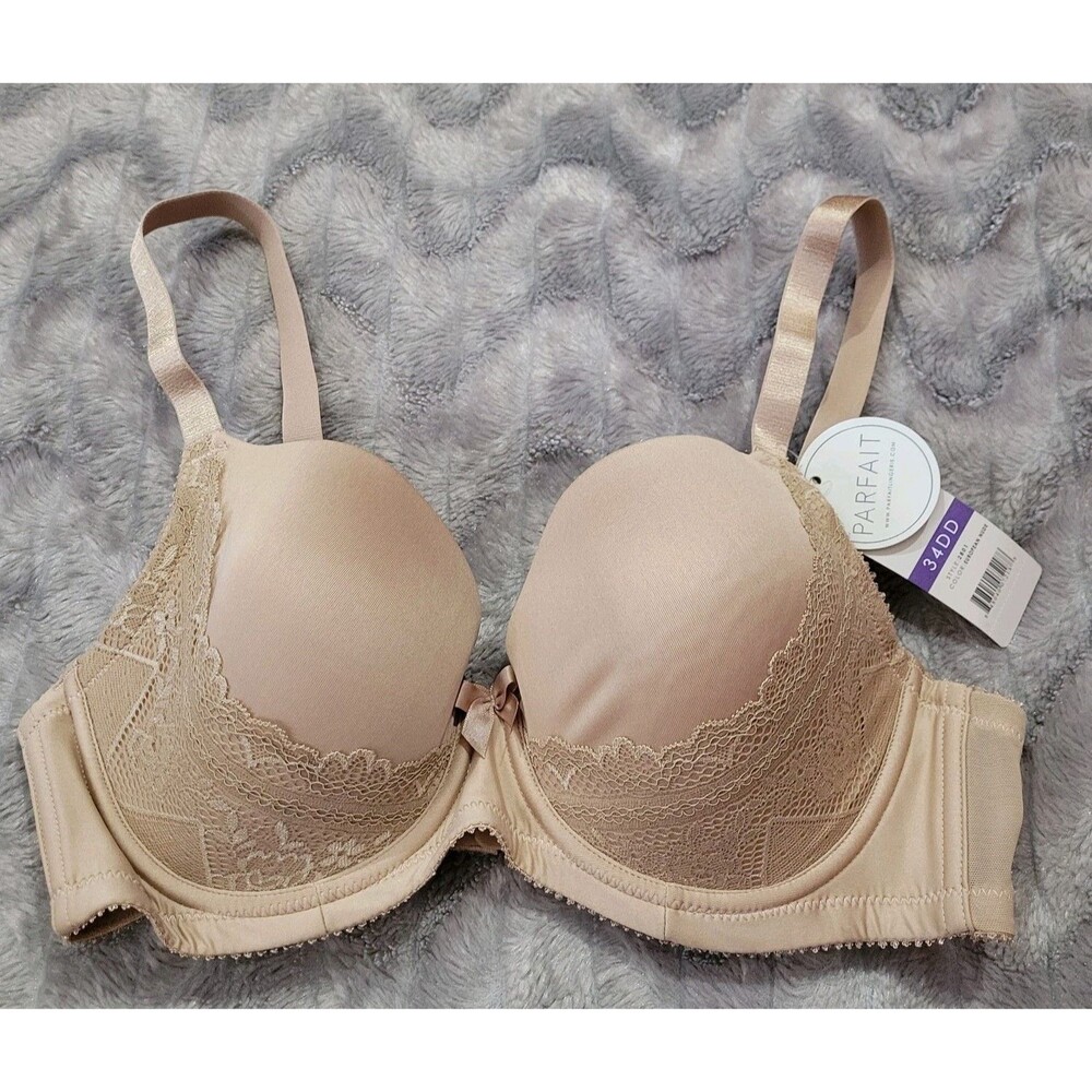 Parfait Bra 34DD Beige Style 2801 Plunge Casey Padded Bra NWT
